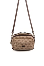 Silver & Polo SP1186 Kadın Çapraz Çanta Monogram Koyubej-Kahve