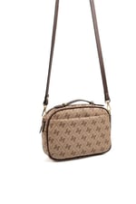 Silver & Polo SP1186 Kadın Çapraz Çanta Monogram Koyubej-Kahve