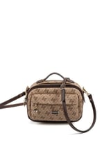 Silver & Polo SP1186 Kadın Çapraz Çanta Monogram Koyubej-Kahve