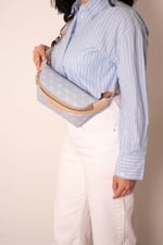 Silver & Polo SP1192 Kadın Bel Çantası Monogram Mavi-Ten