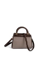 Silver & Polo SP1193 Kadın El Çantası Ekose Line Kare Kahve Sarı-Kahve
