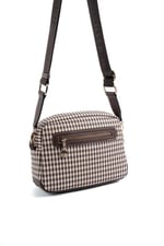 Silver & Polo SP1201 Kadın Çapraz Çanta Ekose Line Kare Kahve Sarı-Kahve