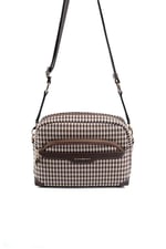 Silver & Polo SP1201 Kadın Çapraz Çanta Ekose Line Kare Kahve Sarı-Kahve