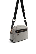 Silver & Polo SP1201 Kadın Çapraz Çanta Hasır Siyah Beyaz-Siyah