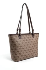 Silver & Polo SP1204 Kadın Omuz Çantası Monogram Koyubej-Kahve