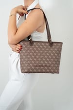 Silver & Polo SP1204 Kadın Omuz Çantası Monogram Kahve