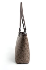 Silver & Polo SP1204 Kadın Omuz Çantası Monogram Koyubej-Kahve