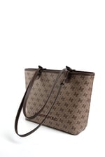 Silver & Polo SP1204 Kadın Omuz Çantası Monogram Koyubej-Kahve