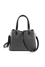 Silver & Polo SP1205 Kadın El Çantası Logolu Platin-Siyah