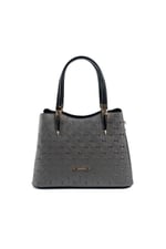 Silver & Polo SP1205 Kadın El Çantası Logolu Platin-Siyah