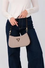 Silver & Polo SP1251 Kadın Omuz Çantası Ekose Line Kare Kahve Sarı-Kahve