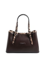 Silver & Polo SP1252 Kadın El Çantası Düz Kahve-Leopar Taba