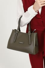 Silver & Polo SP1252 Kadın El Çantası Düz Zeytuni