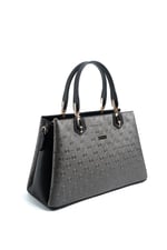 Silver & Polo SP1253 Kadın El Çantası Logolu Platin-Siyah