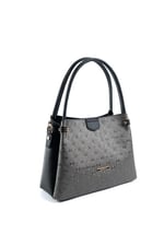 Silver & Polo SP1254 Kadın El Çantası Logolu Platin-Siyah