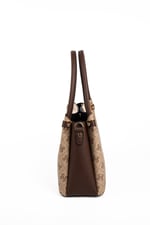 Silver & Polo SP1254 Kadın El Çantası Monogram Koyu Bej-Kahve