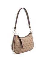 Silver & Polo SP1259 Kadın Omuz Çantası Monogram Koyubej-Kahve