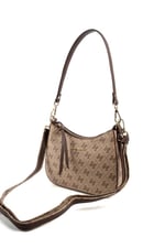 Silver & Polo SP1259 Kadın Omuz Çantası Monogram Koyubej-Kahve