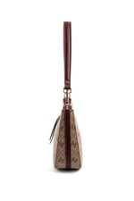 Silver & Polo SP1259 Kadın Omuz Çantası Monogram Koyu Bej-Bordo