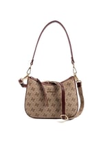 Silver & Polo SP1259 Kadın Omuz Çantası Monogram Koyu Bej-Bordo