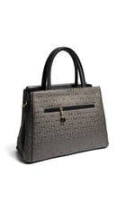 Silver & Polo SP1264 Kadın El Çantası Logolu Platin-Siyah