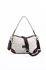 Silver & Polo SP1269 Kadın Omuz Çantası Monogram Taş-Kahve