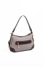 Silver & Polo SP1269 Kadın Omuz Çantası Ekose Line Kare Kahve Sarı-Kahve