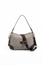 Silver & Polo SP1269 Kadın Omuz Çantası Monogram Y.Yeşil-Kahve
