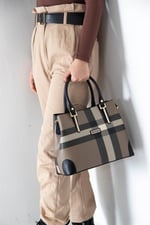 Silver & Polo SP667 Kadın El Çantası Ekose Kahve-Siyah