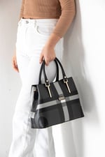 Silver & Polo SP667 Kadın El Çantası Ekose Siyah
