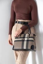 Silver & Polo SP667 Kadın El Çantası Ekose Kahve-Siyah