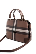 Silver & Polo SP706 Kadın El Çantası Ekose Koyu Kahve-Kahve