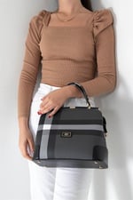 Silver & Polo SP706 Kadın El Çantası Ekose Siyah