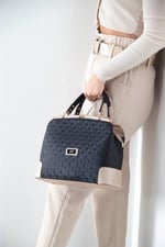 Silver & Polo SP706 Kadın El Çantası Logolu Siyah-S.Nut