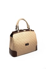 Silver & Polo SP706 Kadın El Çantası Logolu Bronz-Kahve