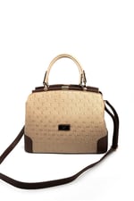 Silver & Polo SP706 Kadın El Çantası Logolu Bronz-Kahve
