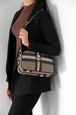 Silver & Polo SP745 Kadın Çapraz Çanta Ekose Kahve-Siyah