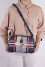 Silver & Polo SP745 Kadın Çapraz Çanta Ekose Lacivert