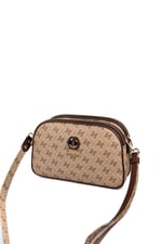 Silver & Polo SP745 Kadın Çapraz Çanta Monogram Koyu Bej-Kahve