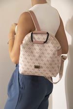 Silver & Polo SP771 Kadın Sırt Çantası Monogram Pembe-Somon