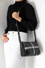 Silver & Polo SP784 Kadın Çapraz Çanta Ekose Siyah