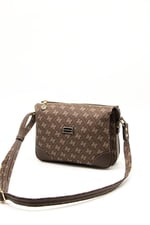 Silver & Polo SP784 Kadın Çapraz Çanta Monogram Kahve