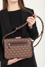Silver & Polo SP784 Kadın Çapraz Çanta Monogram Kahve
