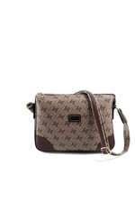 Silver & Polo SP784 Kadın Çapraz Çanta Monogram Koyubej-Kahve