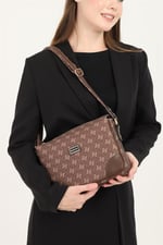 Silver & Polo SP784 Kadın Çapraz Çanta Monogram Kahve