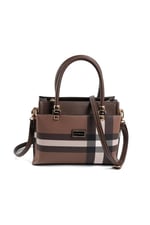 Silver & Polo SP826 Kadın El Çantası Ekose Koyu Kahve-Kahve