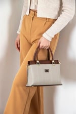 Silver & Polo SP826 Kadın El Çantası Hasır Bej-Taba