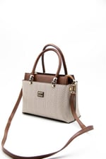 Silver & Polo SP826 Kadın El Çantası Hasır Bej-Taba