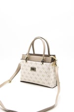 Silver & Polo SP826 Kadın El Çantası Monogram Bej-Kum