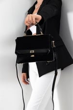 Silver & Polo SP838 Kadın Çapraz Çanta Fashion Siyah-Rugan Siyah